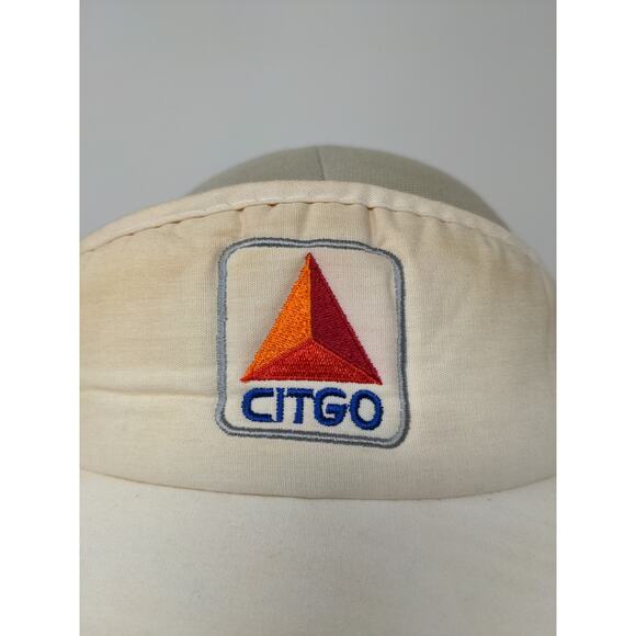 Citgo Gas Sun Visor Slideback Hat White Heavy Stains Embroidered - Picture 3 of 9